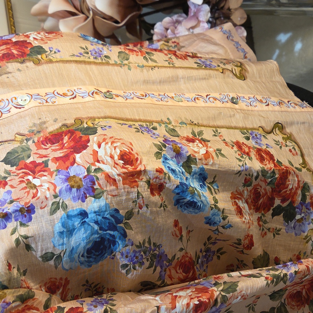 Nwt Xl & Large Joie Floral Button Down Shirt - Pink and Blue - Picture 11 of 17